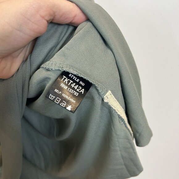 Women’s POL Large Loose Boho Top Split Back Green Gray - Picture 5 of 8